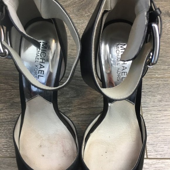 MICHAEL KORS Black Leather Zady Ankle Strap Heels - Picture 7 of 13